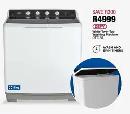 OK Furniture DEFY White Twin-Tub Washing Machine DTT180 offer