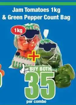 Boxer Jam Tomatoes 1kg & Green Pepper Count Bag offer