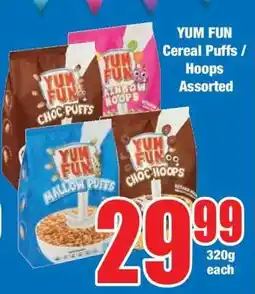 Boxer YUM FUN Cereal Puffs / Hoops Assorted offer