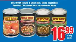 Boxer BEST COOK Tomato & Onion Mix / Mixed Vegetables Assorted / Processed Peas In Sweetened Brine offer