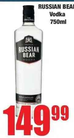 Boxer Russian Bear Vodka 750ml offer