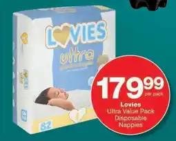 Checkers LOVIES ULTRA VALUE PACK DISPOSABLE NAPPIES offer