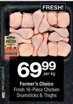 Checkers Farmer's Choice Fresh 16-Piece Chicken Drumsticks & Thighs offer
