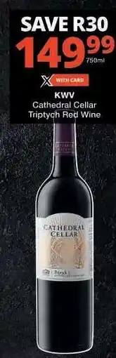 Checkers KWV Cathedral Cellar Triptych Red Wine offer