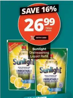 Checkers SUNLIGHT Dishwashing Liquid Refill offer