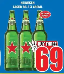 Boxer HEINEKEN LAGER RB 3 X 650ML offer