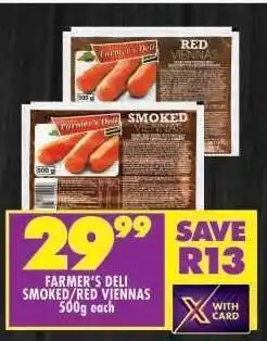 Shoprite FARMER'S DELI SMOKED/RED VIENNAS 500g each offer