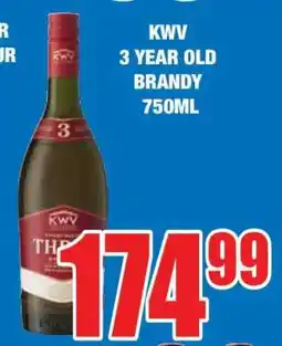 Boxer KWV 3-Year Old Brandy 750ml offer