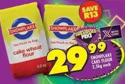 Shoprite SNOWFLAKE CAKE FLOUR, 2,5kg each offer