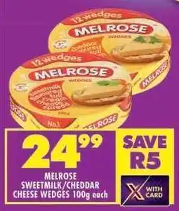 Shoprite MELROSE SWEETMILK/CHEDDAR CHEESE WEDGES 100g offer