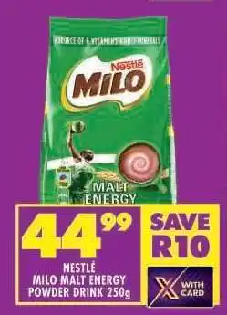 Shoprite NESTLÉ MILO MALT ENERGY POWDER DRINK 250g offer