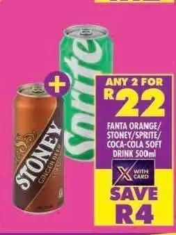 Shoprite FANTA ORANGE/STONEY/SPRITE/COCA-COLA SOFT DRINK 500ml offer