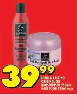 Shoprite LONG & LASTING ORIGINAL OIL MOISTURISER 250ml/HAIR FOOD 125ml each offer