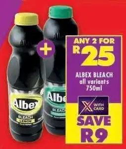 Shoprite ALBEX BLEACH all variants 750ml offer