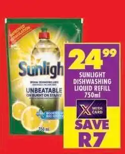 Shoprite Sunlight Dishwashing Liquid Refill 750ml offer
