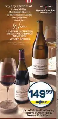 Pick n Pay Haute Cabrière Chardonnay Reserve or Arnim Family Reserve 750ml Each offer