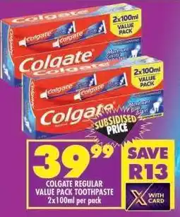 Shoprite COLGATE REGULAR VALUE PACK TOOTHPASTE offer