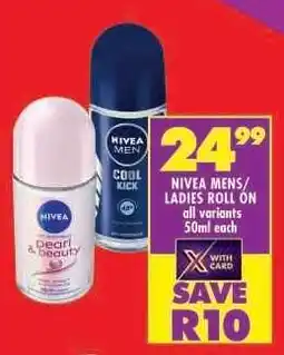 Shoprite NIVEA MENS/LADIES ROLL ON offer