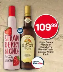 Pick n Pay King's Cream Marula or Strawberry Blonde Cream Liqueur 750ml offer