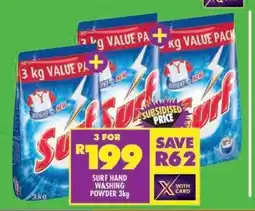 Shoprite Surf Hand Washing Powder-3kg offer