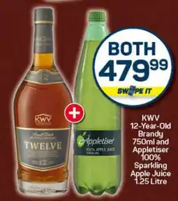 Pick n Pay KWV 12-Year-Old Brandy 750ml and Appletiser 100% Sparkling Apple Juice 1.25 Litre offer