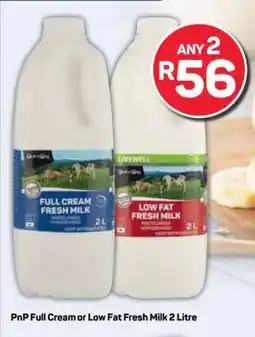 Pick n Pay PnP Full Cream or Low Fat Fresh Milk 2 Litre offer