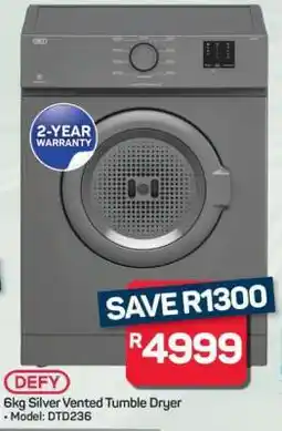 Pick n Pay Hypermarket Defy 6kg Silver Vented Tumble Dryer offer