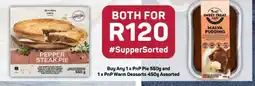 Pick n Pay PnP Pie 550g and PnP Warm Desserts 450g Assorted offer