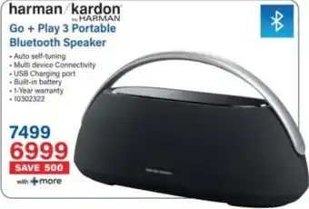 Incredible Connection Harman/Kardon Go + Play 3 Portable Bluetooth Speaker offer