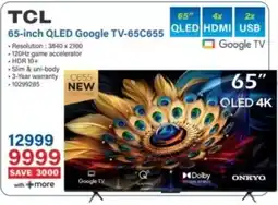 Incredible Connection TCL 65-inch QLED Google TV-65C655 offer