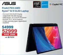 Incredible Connection ASUS ProArt PX13 AMD Ryzen AI 9 OLED Laptop offer