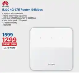 Incredible Connection HUAWEI B320 4G-LTE Router 195Mbps offer