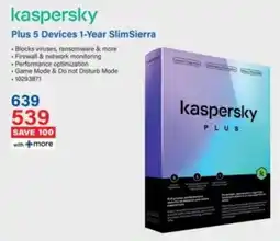 Incredible Connection Kaspersky Plus 5 Devices 1-Year SlimSierra offer