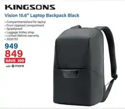 Incredible Connection Kingsons Vision 15.6" Laptop Backpack Black offer