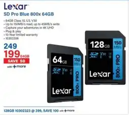 Incredible Connection Lexar SD Pro Blue 800x 64GB offer