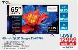 Incredible Connection TCL 65-inch QLED Google TV-65P8K offer