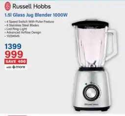 Incredible Connection Russell Hobbs Glass Jug Blender 1000W offer
