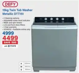 Incredible Connection DEFY Twin Tub Washer Metallic DTT151 offer