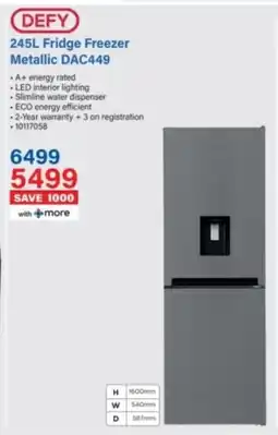 Incredible Connection DEFY Fridge Freezer Metallic DAC449 offer
