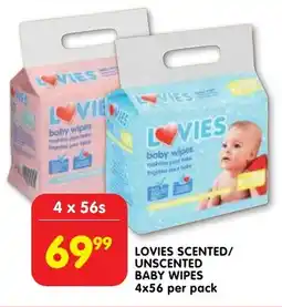 Shoprite Lovies scented/ unscented baby wipes offer