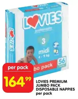 Shoprite Lovies premium jumbo pack disposable nappies offer