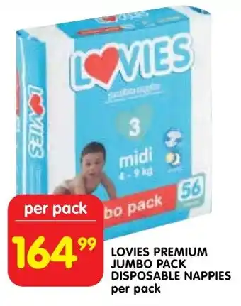 Shoprite Lovies premium jumbo pack disposable nappies offer