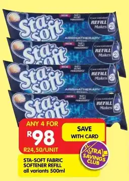 Shoprite Sta-soft fabric softener refill all variants offer