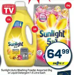 Pick n Pay Sunlight Auto Washing Powder Assorted or Liquid Detergent offer
