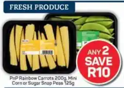Pick n Pay PnP Rainbow Carrots, Mini Corn or Sugar Snap Peas offer