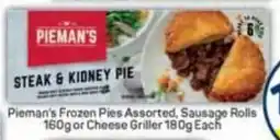 Pick n Pay Pieman's Frozen Pies Assorted, Sausage Rolls or Cheese Griller offer