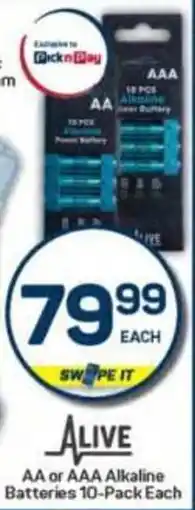 Pick n Pay ALIVE AA or AAA Alkaline Batteries offer