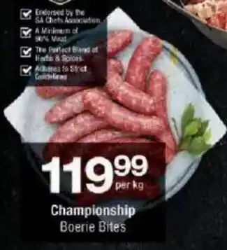 Checkers Championship Boerie Bites offer