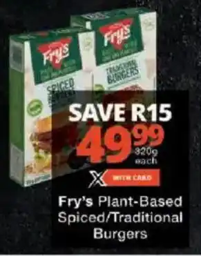 Checkers Fry's Plant-Based Spiced/ Traditional Burgers offer