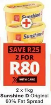 Checkers Sunshine D Original 60% Fat Spread offer